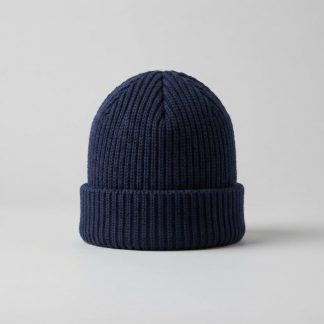 Winter Navy Recycled Polyester Cuffed Beanie