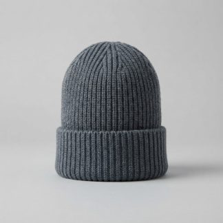 Winter Slate Merino Wool Cuffed Beanie